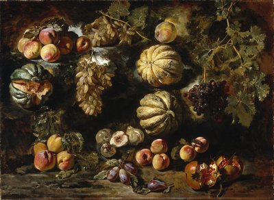 Nature morte avec melons, pêches, figues et raisins, vers 1640-1650 - Michele Pace del Campidoglio